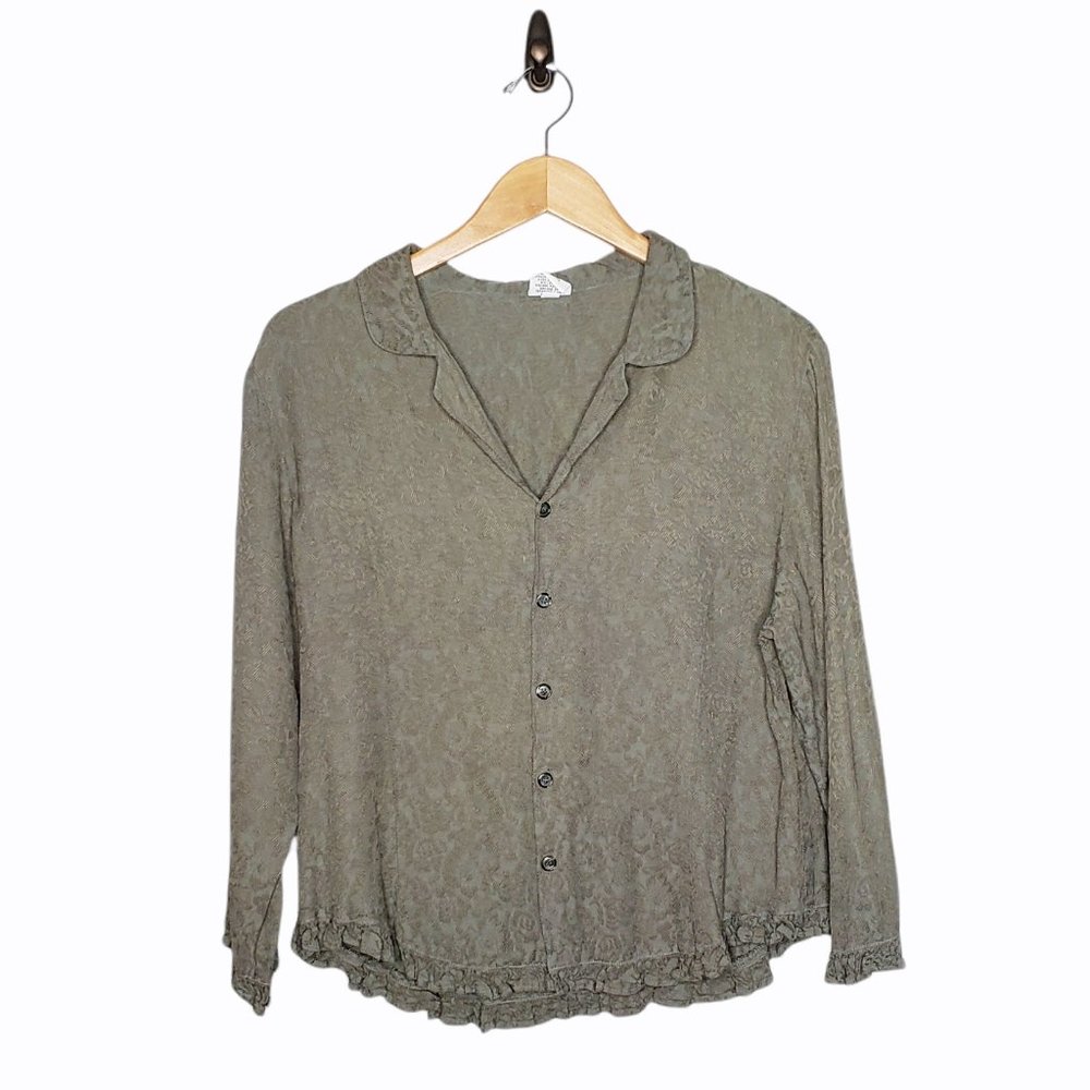 CP Shades Embroidered Rayon Ruffle Trim Blouse